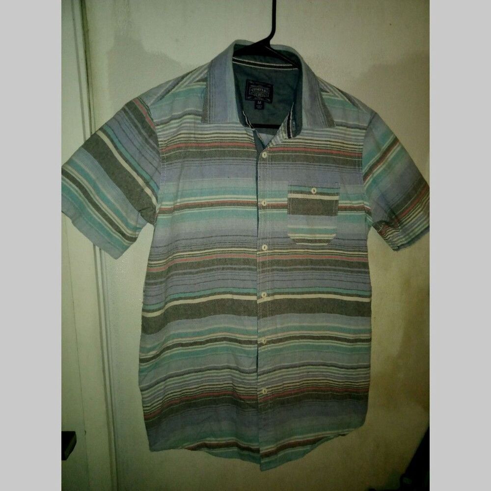 Men Boys Company 81 Striped Button Up Collar Shirt size M ....(B3)